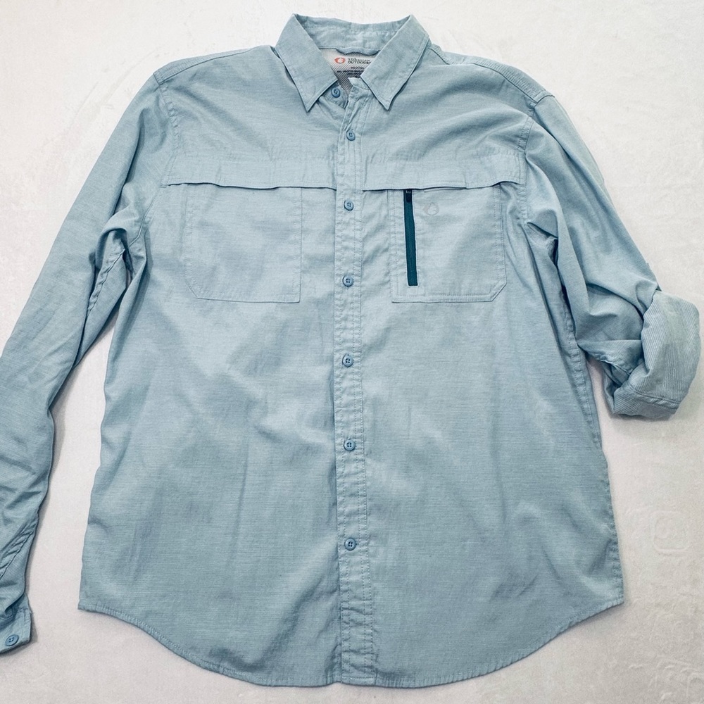 The American Outdoorsman Blue Button Up Adjustable Long Sleeve Mens Size‎ Large